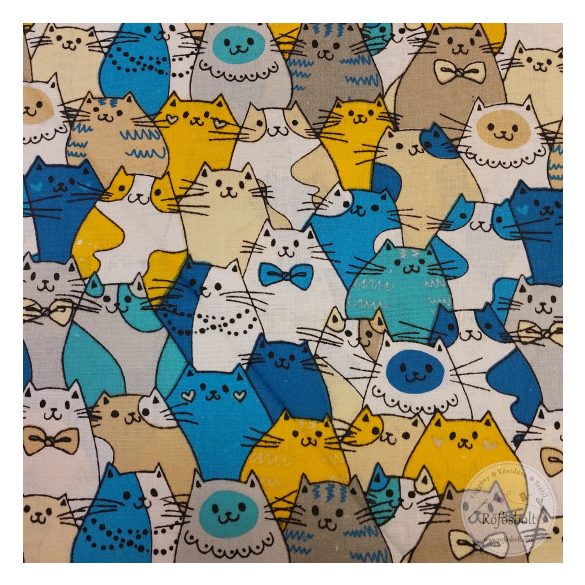 Pufi macskák-kék-sárga-bézs (ME5346)